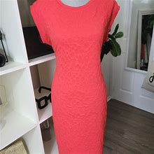 Sharagano Dresses | Coral Pencil Dress | Color: Orange/Red | Size: 14