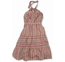 Kaari Blue Women's Halter Dress Pink Stripe Size Ps Petite Small $119