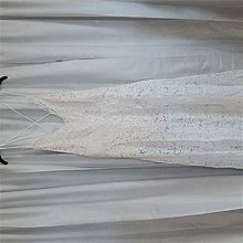 Shein Dresses | Shein Plus High Split Crisscross Open Back Lace Dress 3X- Size 18 | Color: Cream/White | Size: 3X