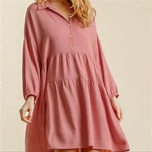Umgee Dresses | Umgee Linen Tiered Dress | Color: Pink | Size: M