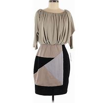 Sangria Casual Dress - Mini Boatneck 3/4 Sleeves: Gray Print Dresses - New - Women's Size 6