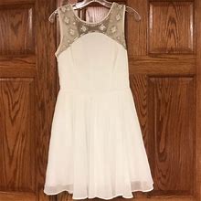Jodi Kristopher Dresses | Beaded And Sequin Dress | Color: Cream | Size: 5J