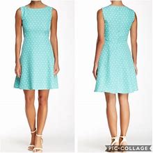 Tahari Dresses | Tahari Jacquard Knit Fit & Flare Dress | Color: Blue/White | Size: 16