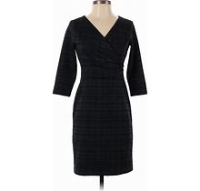 Ann Taylor Factory Casual Dress - Sheath: Teal Plaid Dresses - Women's Size 0 Petite