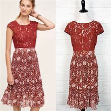 Anthropologie Dresses | Plenty By Tracy Reese Arcadia Midi Dress 4 | Color: Red | Size: 4