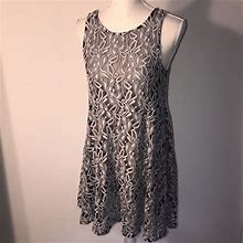 Free People Dresses | Free People Sheer Lace Floral Dress In Size M | Color: Black/Gray | Size: M