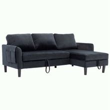 Latitude Run® Barrona 72.44" Square Arm Sofa Chaise Polyester In Black | 31.5 H X 72.44 W X 50 D In | Wayfair A44020adf99e33ce985e6c7995018954