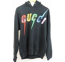 Gucci Hoodie Hoodie Logo Clothes Tops M Sweat Black Sequin Cotton Mens