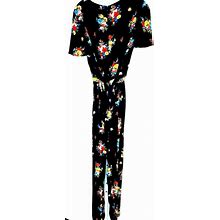 Oasis Pants & Jumpsuits | Oasis Women's Jumpsuit Black Short Sleeve Floral Size 18 | Color: Black/Red | Size: 18