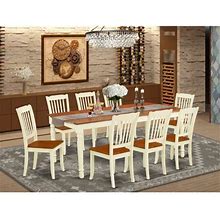 Homestock Neo-Classical Nostalgia 9Pc Rectangular 60/78 Inch Table With 18 in Leaf And 8 Vertical Slatted Chairs