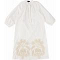 White Embroidered Mock Neck Dress | Size 18 By Bamboo