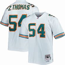 Men's Mitchell & Ness Zach Thomas White Miami Dolphins Legacy Replica Jersey Size: 4XL