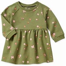 Okie Dokie Baby Girls Long Sleeve Raglan Sleeve A-Line Dress | Green | Regular 3 Months | Dresses A-Line Dresses