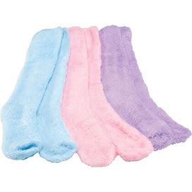 Extra Long Bed Socks, 3 Pair Pack - Blue|Pink|Purple - Nylon