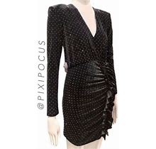 Zara Velvet Beaded Mini Dress Black / Silver M Medium 0387/191