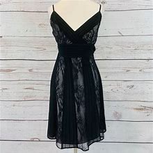 Loft Dresses | Ann Taylor Loft Black Lace With Pleats Silver | Color: Black/Silver | Size: 0P
