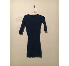 Talbots Petite Size Sp Pure Merino Wool Knit Flare Teal Dress Women