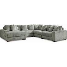 Ashley Lindyn 5-Piece LAF Sectional With Chaise In Fog