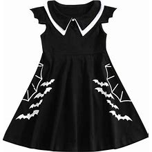 Zmhegw Kid Toddler Girl Outfit Sleeveless Sundress Fall Clothes Pumpkin Prints Black 4