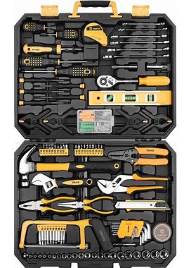 DEKOPRO 228 Piece Socket Wrench Auto Repair Tool Combination Package Mixed Tool Set Hand Tool Kit With Plastic Toolbox Storage Case