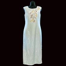 Vintage Dresses | Vintage 90S Sheath Dress Sleeveless Maxi Floral Embroidered Cottage Core Prairie | Color: Blue | Size: 6