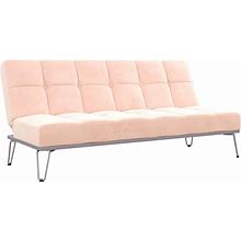 Novogratz Elle Futon, Convertible Sofa Bed And Couch, Pink Velvet
