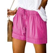 Okbop Athletic Shorts For Women Summer Plus Size Comfy Drawstring Elastic Waist Pocket Loose Shorts Pants Tummy Control Shorts Hot Pink Xl(10)