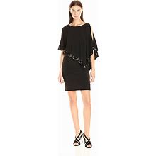 Adrianna Papell - Cold Shoulder Asymmetric Short Dress AP1D100418SC 2 / Black