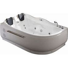 EAGO AM124ETL-R 6' Left Corner Acrylic Whirlpool Bathtub For Two, White