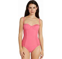 Kate Spade New York Women's Solids Smocked Underwire One Piece Swimsuit - Pink Cloud - Swimoutlet.Com