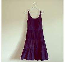 Isaac Mizrahi Dresses | Dark Blue Isaac Mizrahi Tiered Midi Full Skirt | Color: Blue | Size: 4
