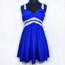 Royal Blue Babydoll Dress With Lace Details | Color: Blue/White | Size: S