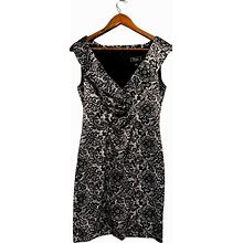 Dress Barn Dresses | Dressbarn Black Floral Lace Print Sheath Dress, 6 | Color: Black/White | Size: 6