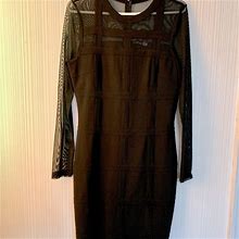 Boohoo Dresses | Black Sheer Long Sleeve Boohoo Midi Dress | Color: Black | Size: 10