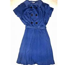 VTG 1960 John Norman Miss Executive Blue Tailored Secretary Dress Ruffles Sailor