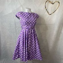 Ensnovo Purple Lavender & White Polka Dot Pin Up Dress Size XS. Ensnovo. Purple. Dresses.