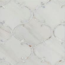 Viviano | Aphrodite II Dolomite Mother Of Pearl Waterjet Marble Mosaic Tile, 13 X 15, White, 1/3 Inch Thick - Floor & Decor | 100780485