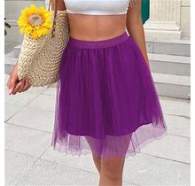 Aayomet Women's Midi Skirt Women's Plus Asymmetrical Side Split High Waist Midi Ruched Satin Skirt,Purple S