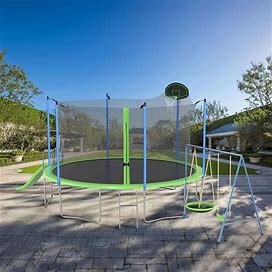 Trampoline Kids And Adults Outdoor Square Trampoline With Enclosure - 14ft