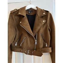 Forever 21 Jackets & Coats | Faux Suede Moto Biker Jacket Medium Small Forever 21 Fashion Women's Clothing | Color: Brown | Size: S