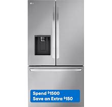 LG Counter-Depth MAX 25.5-Cu Ft Smart French Door Refrigerator With Dual Ice Maker, Water And Ice Dispenser (Fingerprint Resistant) ENERGY STAR