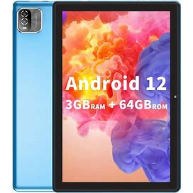 10.1'' IPS HD Display Tablet With Android 12, 3GB 64GB ROM 512GB Expand Tablets PC, Quad Core Processor, Buit-In,Blue,Must-Have,Temu