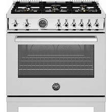 Bertazzoni PRO366BCFGMT Professional 36 Inch Wide 5.9 Cu. Ft. Free Standing Gas Range Stainless Steel Cooking Appliances Ranges Gas Ranges
