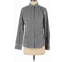 Talbots Long Sleeve Button Down Shirt: Black Checkered/Gingham Tops - Women's Size Small Petite