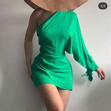 Zara Dresses | Zara Draped Dress Bloggers Fav | Color: Green | Size: Xl