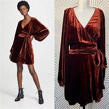 A.L.C. Dresses | A.L.C. Carlo Velvet Long Sleeve Wrap Dress Cognac | Color: Brown/Red | Size: 4
