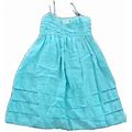 Vintage M.S.S.P Linen Blend Babydoll Dress Women's Size Xs Blue Green