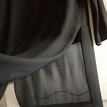 Zara Woman Dresses | Zara Woman Hi-Lo Dress M Jet Black Semi-Sheer Overlay Crew Neck Long Sleeves | Color: Black | Size: M