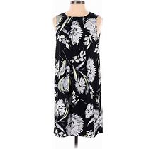 Ann Taylor Factory Casual Dress - Shift Crew Neck Sleeveless: Black Floral Dresses - Women's Size 0