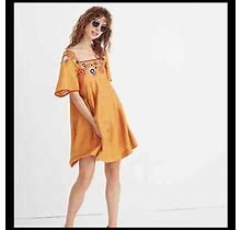 Madewell Square Neck Embroidery Babydoll Mini Dress
